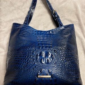 Brahmin Tote Purse - Gorgeous Blue Leather with Croc Embossing